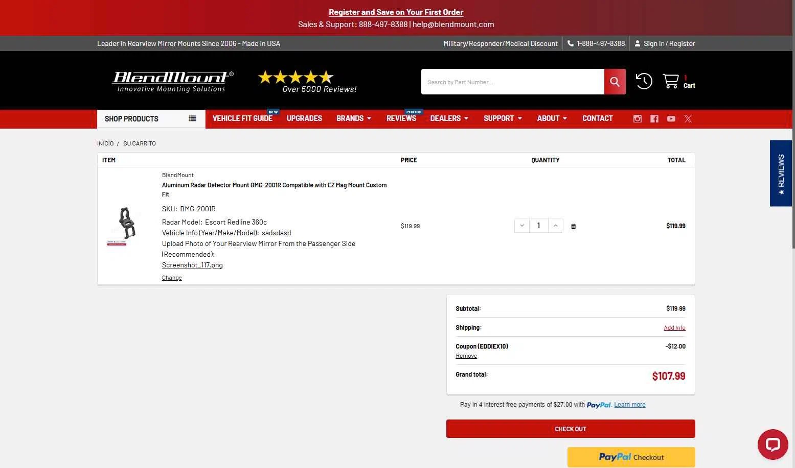 BlendMount checkout page showing BlendMount coupon code box | Screenshot taken by SimplyCodes community member on Dec 27, 2025