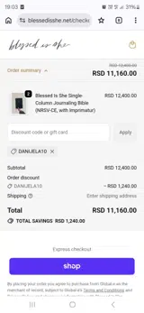 Blessed Is She coupon verification screenshot