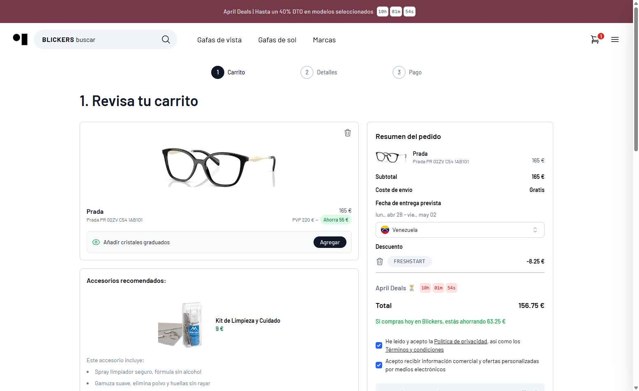 Blickers checkout page showing Blickers discount code box | Screenshot taken by SimplyCodes community member on Apr 21, 2025