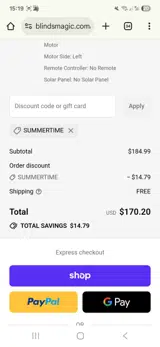 SUMMERTIME coupon verification screenshot