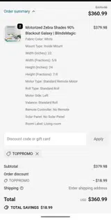 TOPPROMO coupon verification screenshot