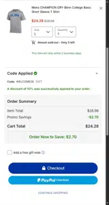 Blinn College Buccaneers coupon verification screenshot