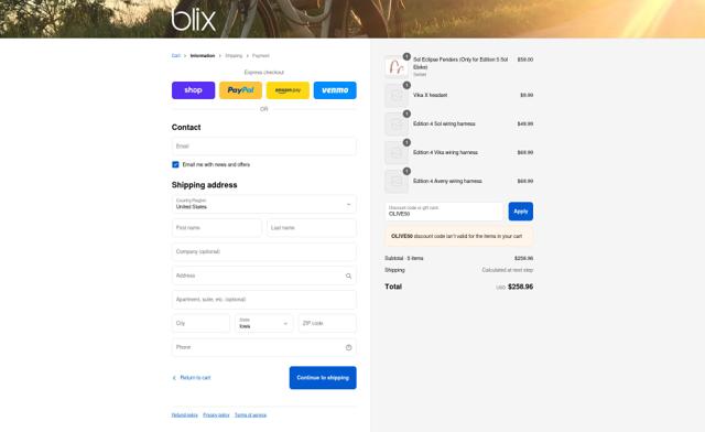 Blix Electric Bikes checkout page showing Blix Electric Bikes promo code box | Screenshot taken by SimplyCodes community member on Sep 15, 2025