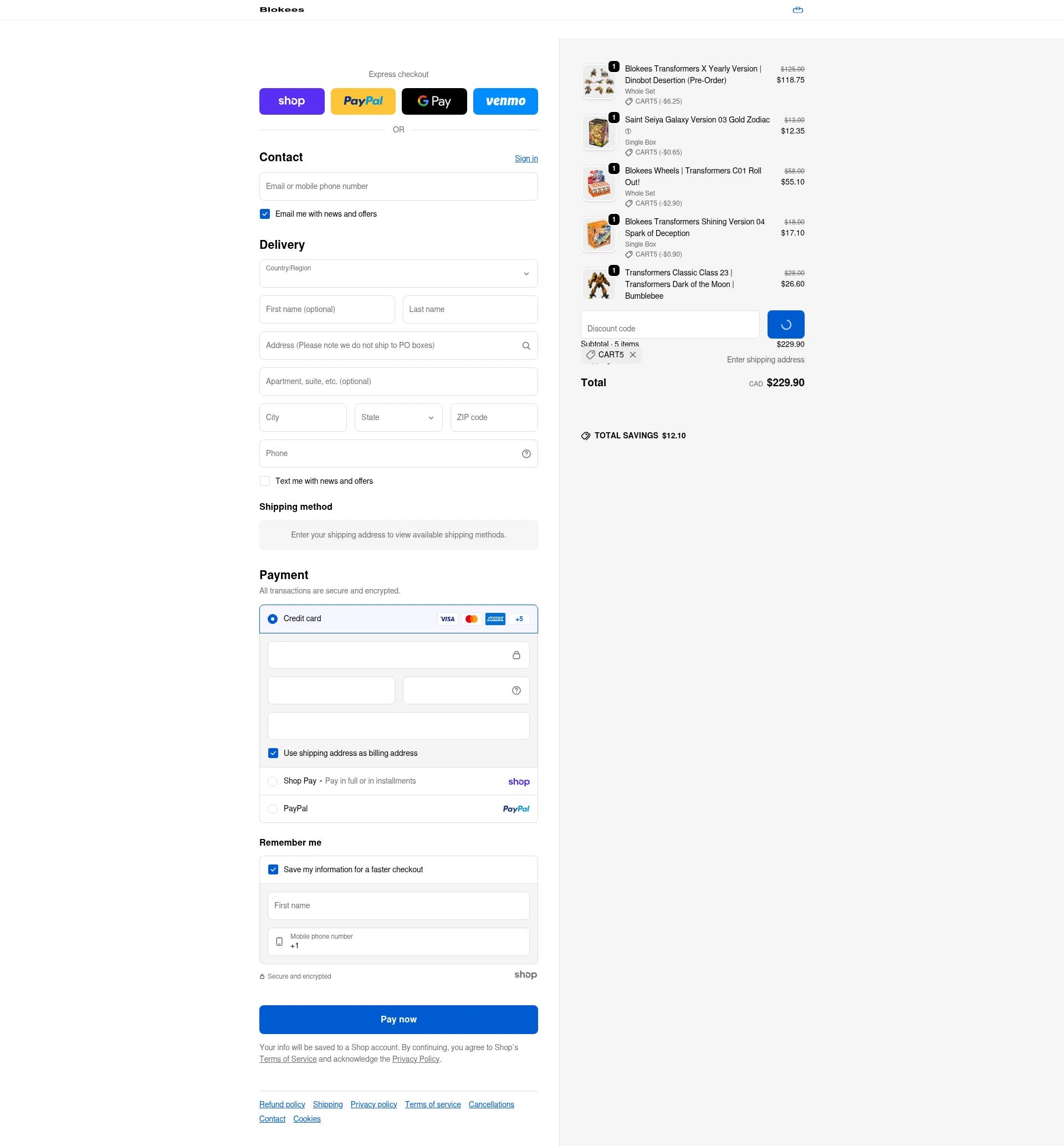 Blokees checkout page showing Blokees discount code box | Screenshot taken by SimplyCodes community member on Jan 27, 2026