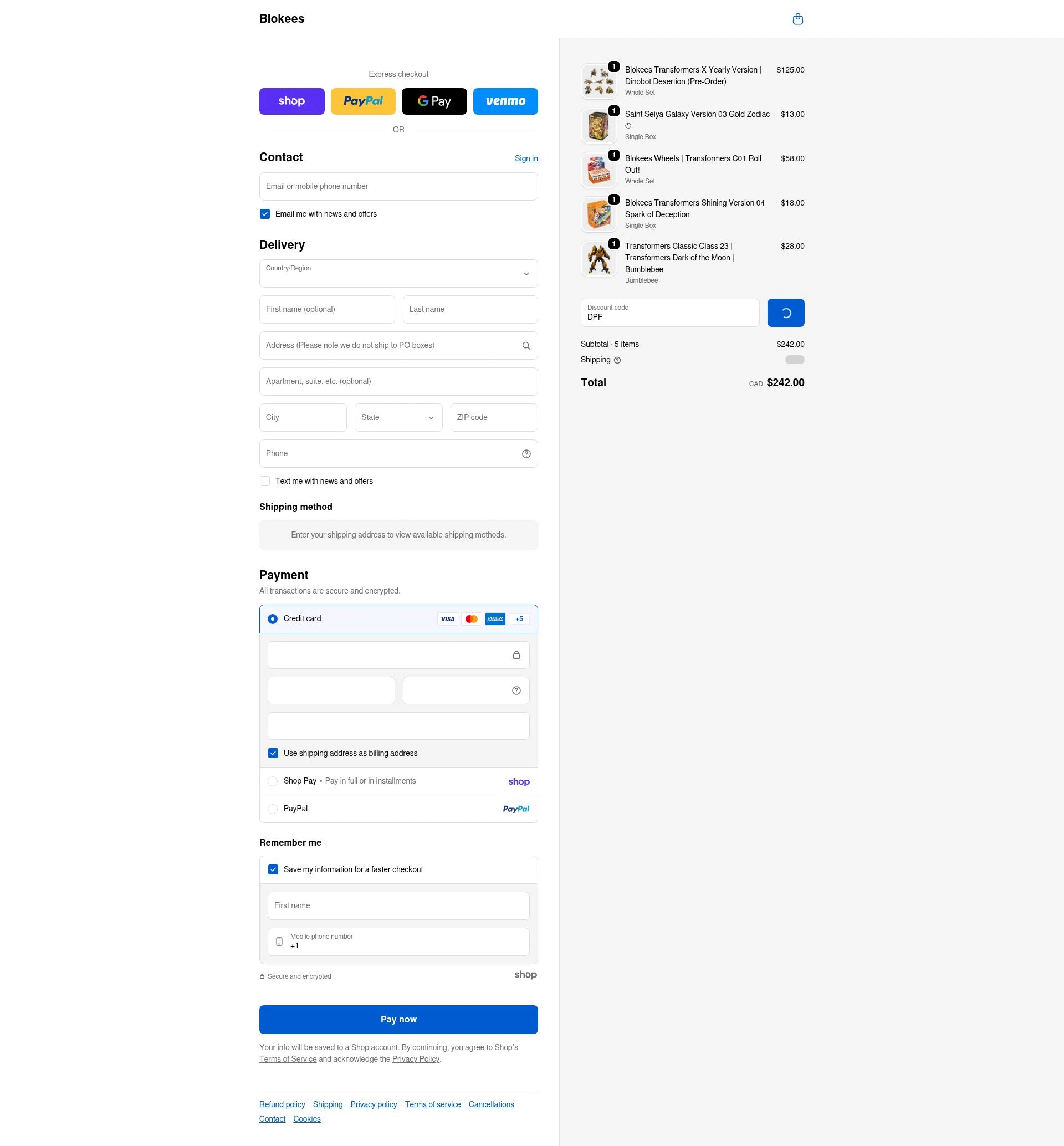 Blokees checkout page showing Blokees discount code box | Screenshot taken by SimplyCodes community member on Jan 27, 2026