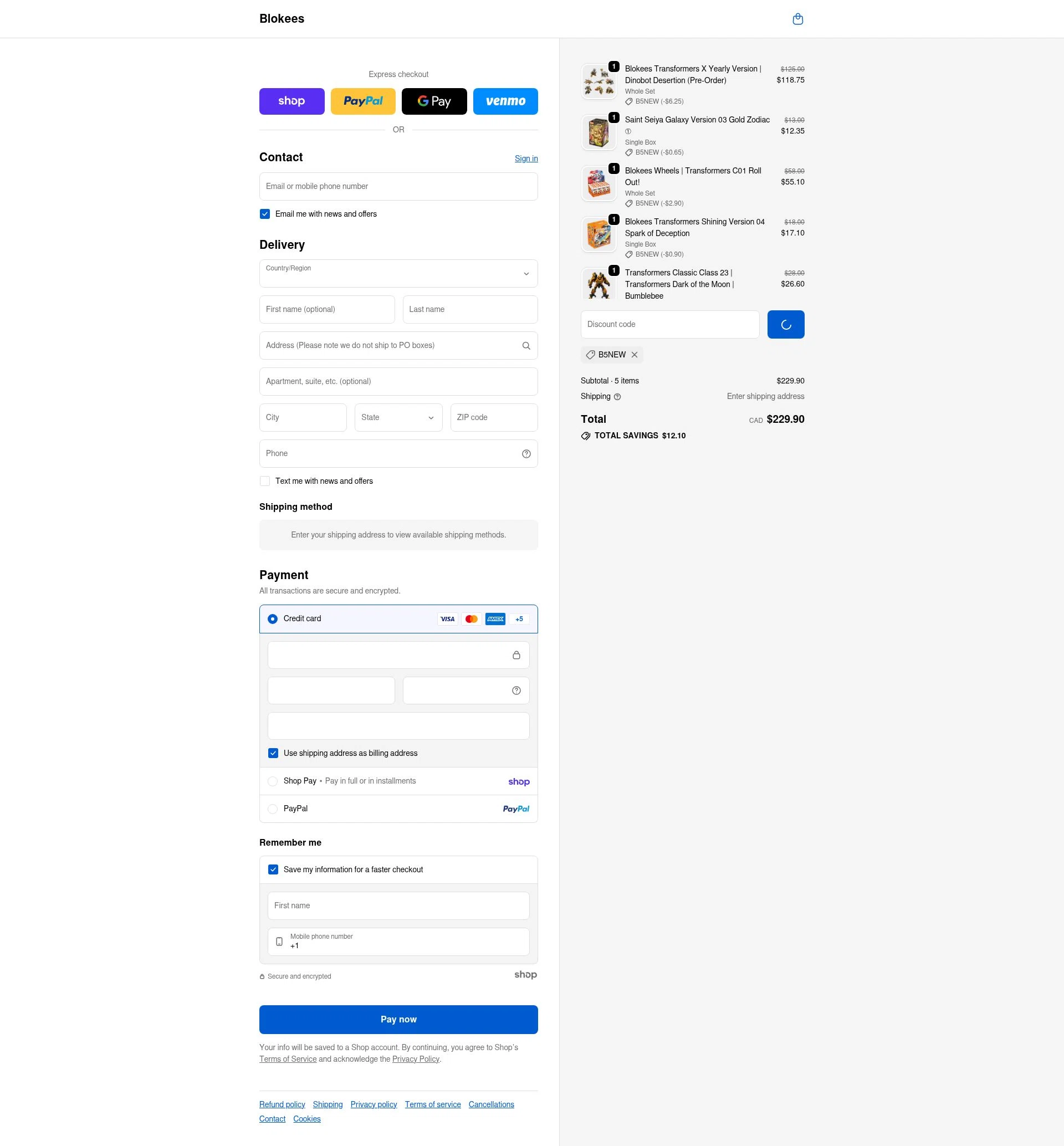Blokees checkout page showing Blokees discount code box | Screenshot taken by SimplyCodes community member on Jan 27, 2026