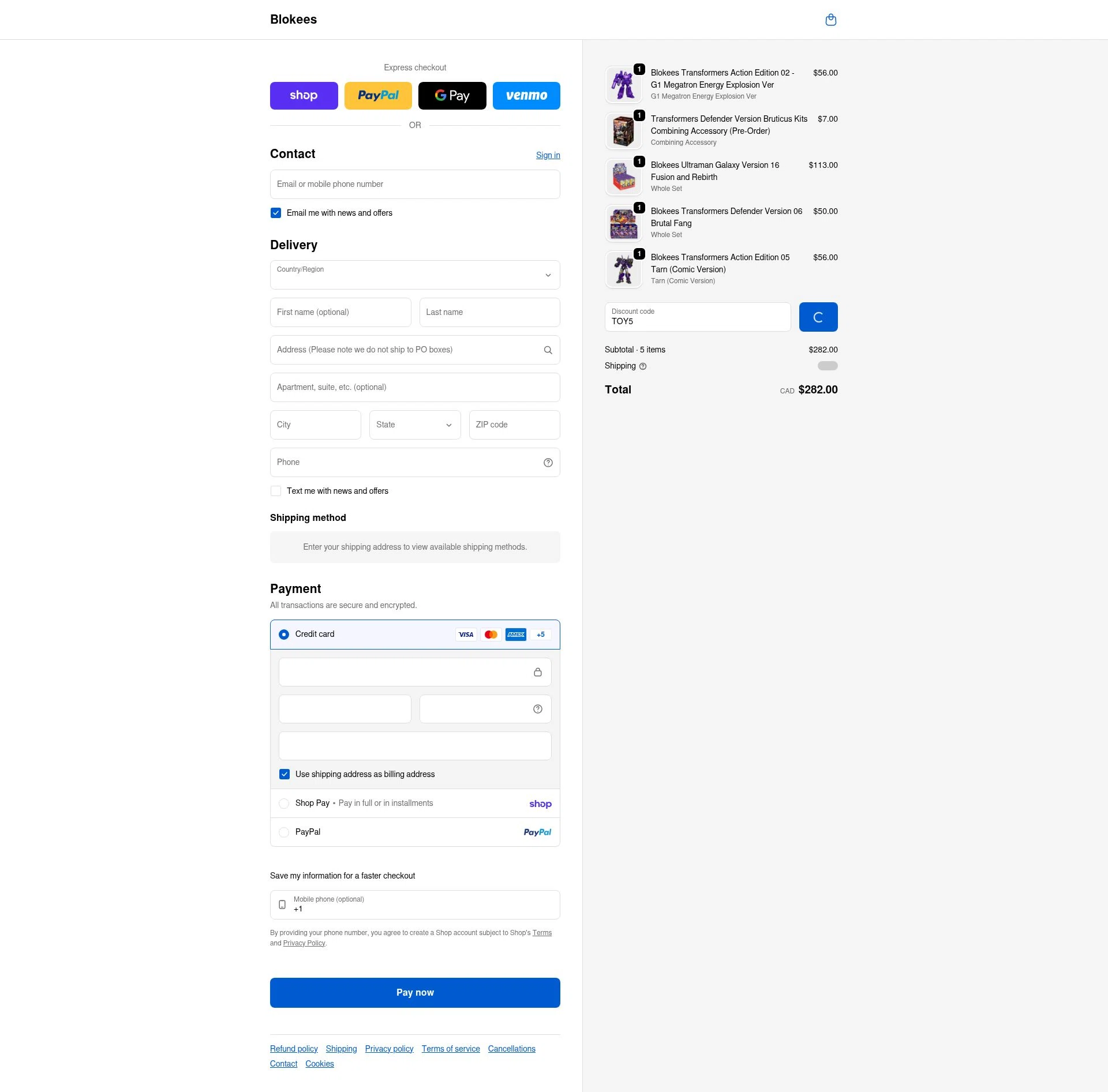 Blokees checkout page showing Blokees discount code box | Screenshot taken by SimplyCodes community member on Feb 18, 2026