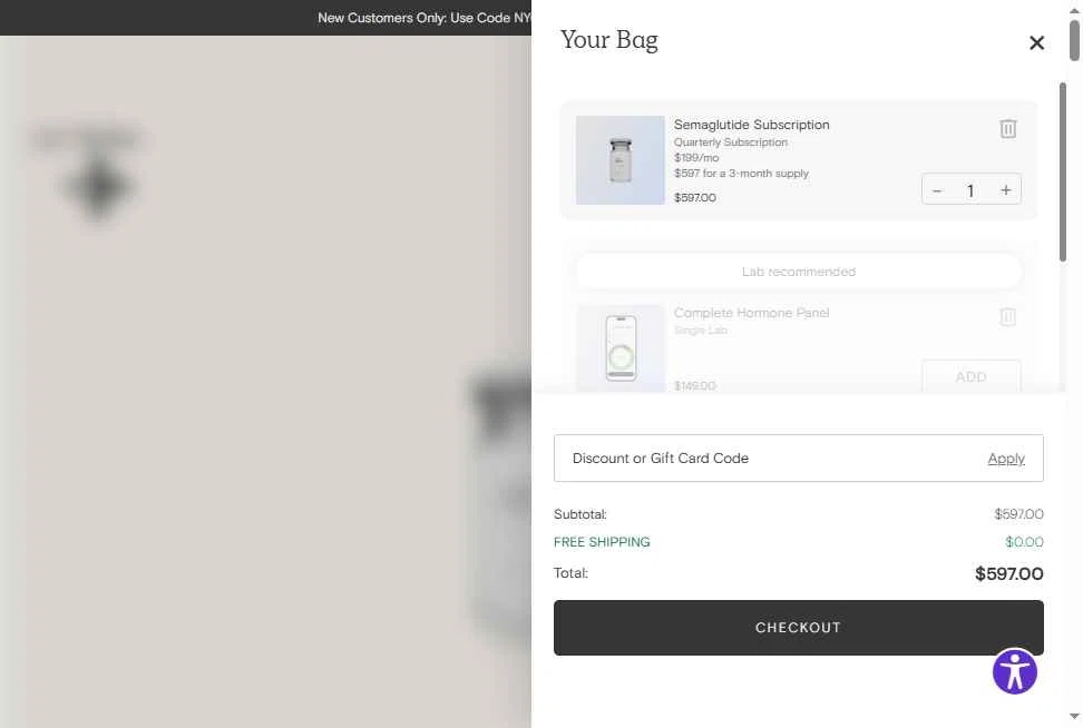 Blokes Health checkout page showing Blokes Health promo code box | Screenshot taken by SimplyCodes community member on Jan 31, 2026