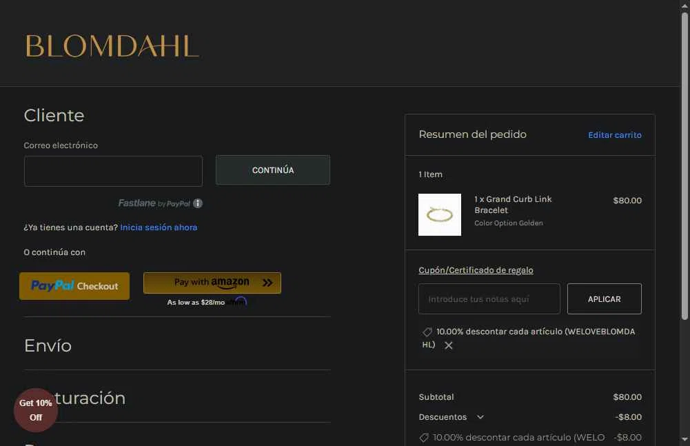 Blomdahl USA checkout page showing Blomdahl USA promo code box | Screenshot taken by SimplyCodes community member on Jan 2, 2026