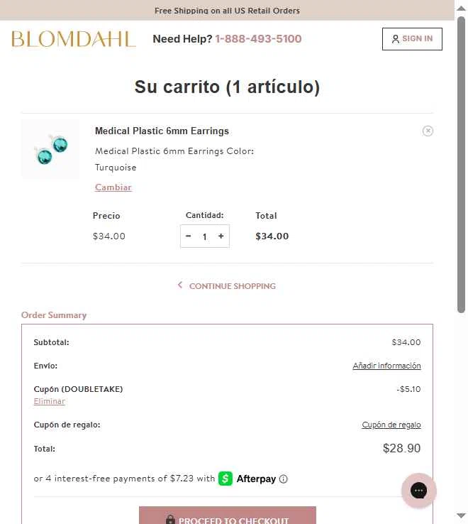 Blomdahl USA checkout page showing Blomdahl USA promo code box | Screenshot taken by SimplyCodes community member on Oct 10, 2025