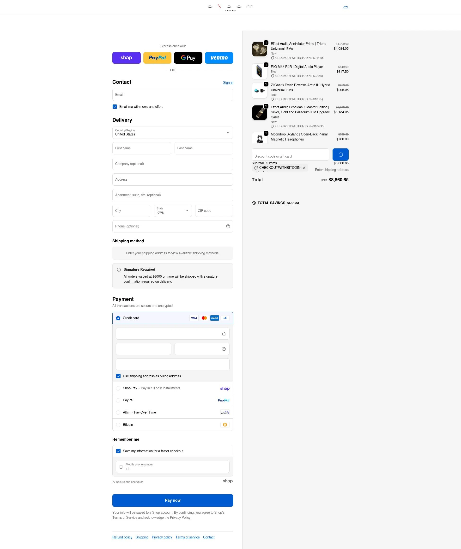 Bloom Audio checkout page showing Bloom Audio discount code box | Screenshot taken by SimplyCodes community member on Jan 24, 2026