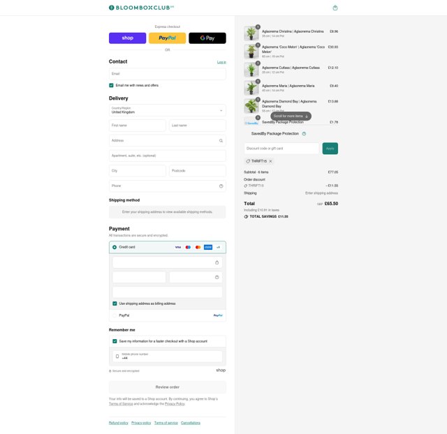 Bloombox Club checkout page showing Bloombox Club discount code box | Screenshot taken by SimplyCodes community member on Sep 7, 2025