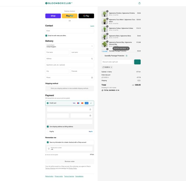 Bloombox Club checkout page showing Bloombox Club discount code box | Screenshot taken by SimplyCodes community member on Sep 3, 2025