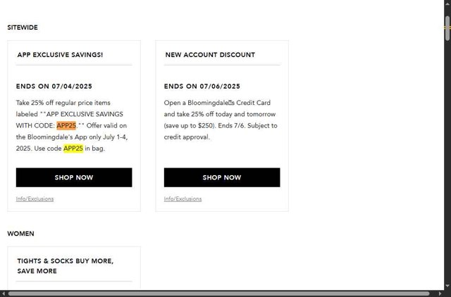 Bloomingdale's checkout page showing Bloomingdale's promo code box | Screenshot taken by SimplyCodes community member on Jul 2, 2025