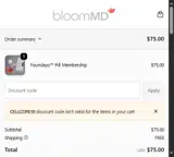 BloomMD coupon verification screenshot