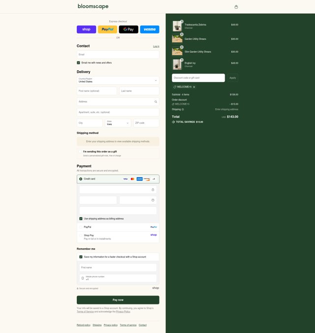 Bloomscape checkout page showing Bloomscape coupon code box | Screenshot taken by SimplyCodes community member on Sep 6, 2025