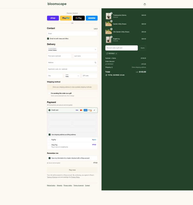 Bloomscape checkout page showing Bloomscape coupon code box | Screenshot taken by SimplyCodes community member on Sep 6, 2025