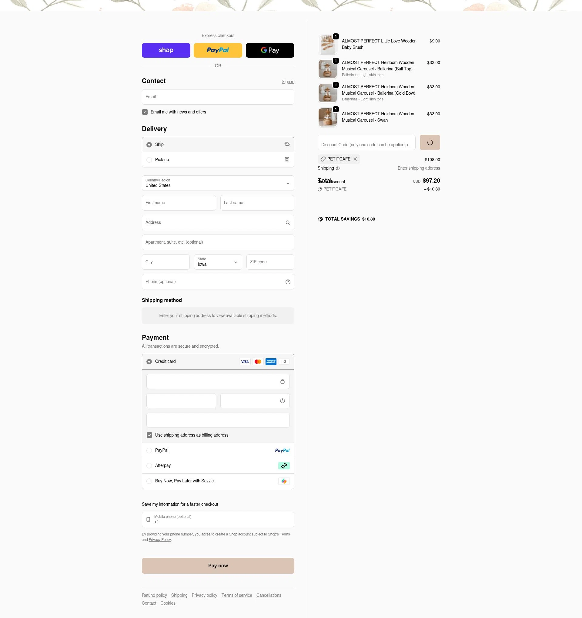 Blossom & Pear checkout page showing Blossom & Pear promo code box | Screenshot taken by SimplyCodes community member on Feb 5, 2026