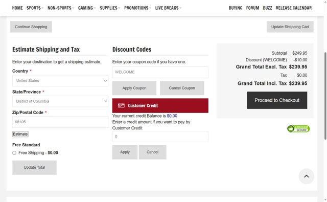 Blowout Cards checkout page showing Blowout Cards coupon code box | Screenshot taken by SimplyCodes community member on Jun 14, 2025