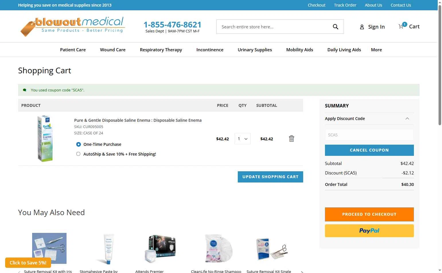 Blowout Medical checkout page showing Blowout Medical discount code box | Screenshot taken by SimplyCodes community member on Feb 2, 2026