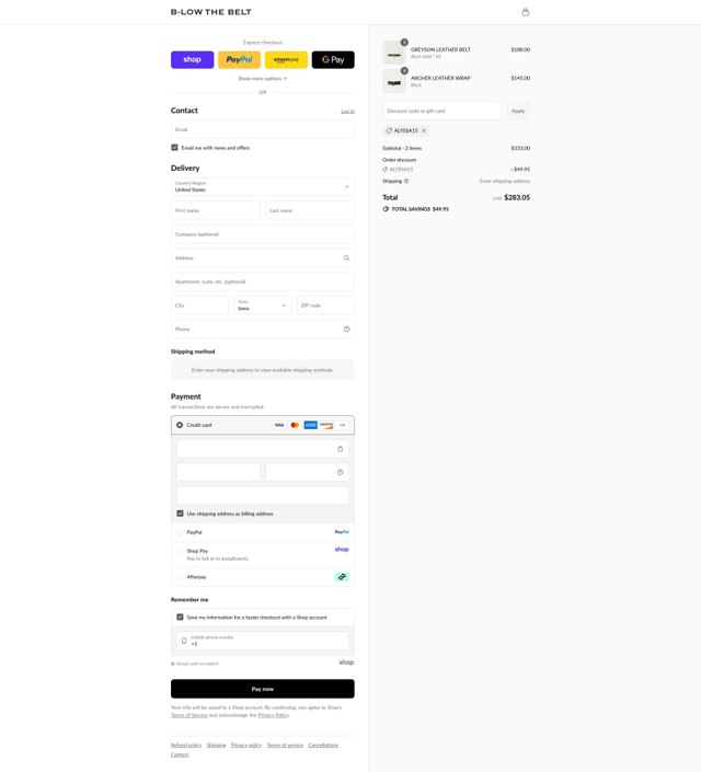 B-Low The Belt checkout page showing B-Low The Belt discount code box | Screenshot taken by SimplyCodes community member on Sep 2, 2025