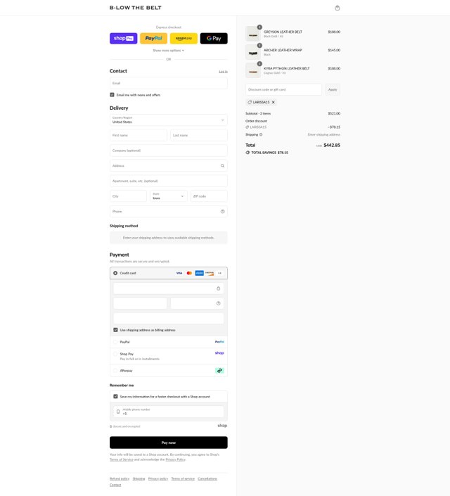 B-Low The Belt checkout page showing B-Low The Belt discount code box | Screenshot taken by SimplyCodes community member on Aug 25, 2025