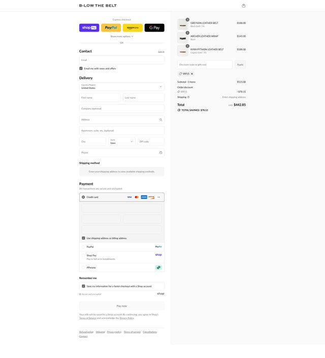 B-Low The Belt checkout page showing B-Low The Belt discount code box | Screenshot taken by SimplyCodes community member on Aug 25, 2025