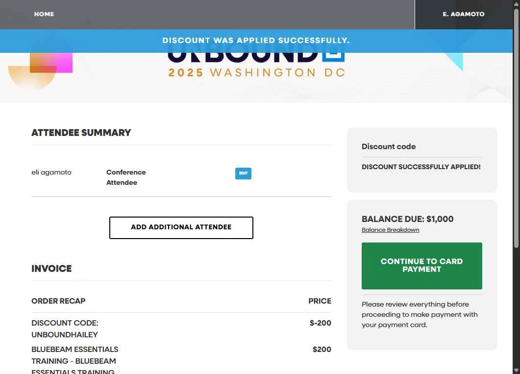 Bluebeam Revu checkout page showing Bluebeam Revu promo code box | Screenshot taken by SimplyCodes community member on Aug 10, 2025