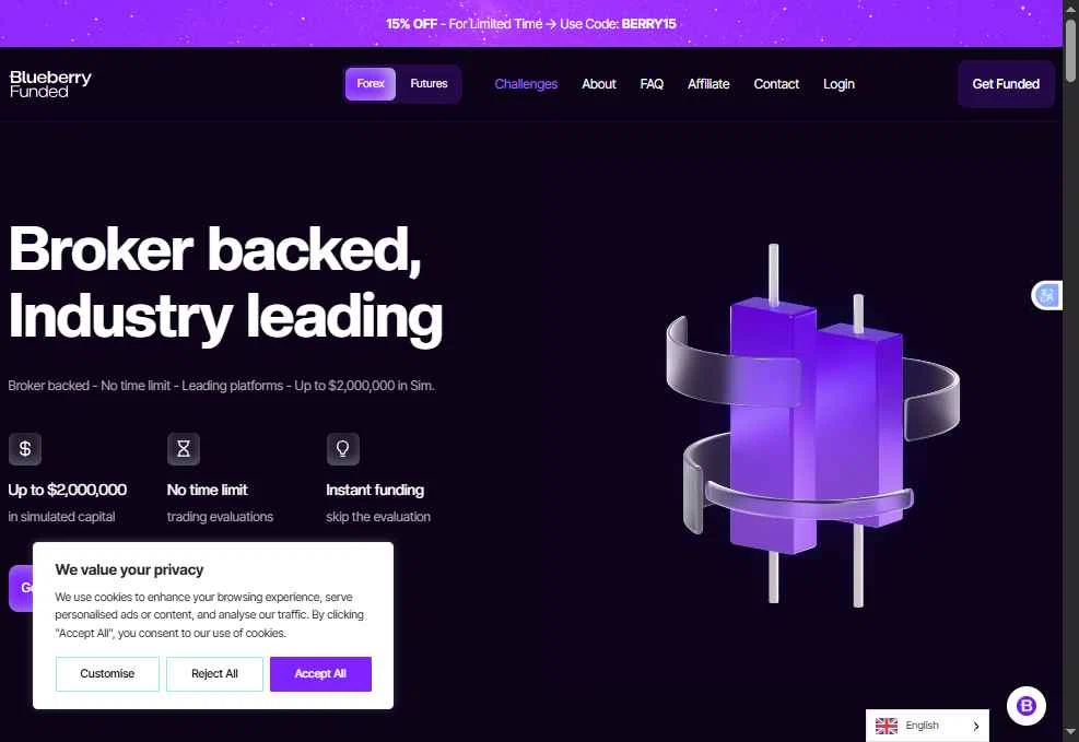 Blueberry Funded checkout page showing Blueberry Funded discount code box | Screenshot taken by SimplyCodes community member on Jan 31, 2026