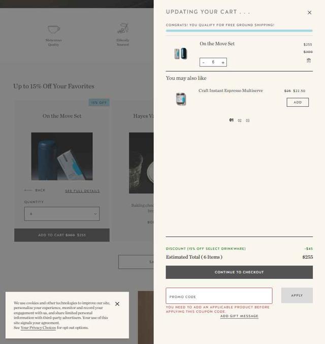 Blue Bottle Coffee checkout page showing Blue Bottle Coffee coupon code box | Screenshot taken by SimplyCodes community member on Sep 3, 2025
