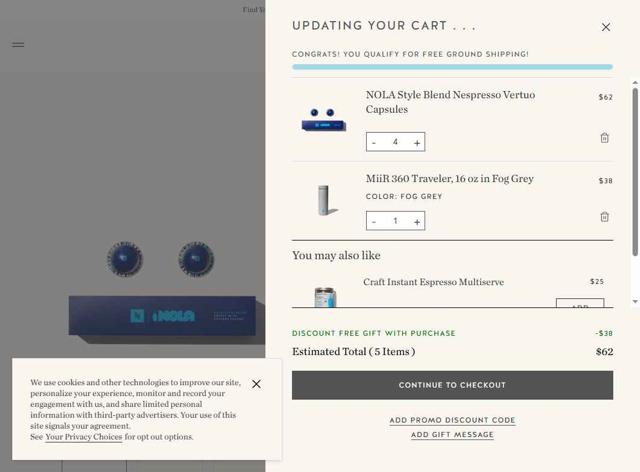 Blue Bottle Coffee checkout page showing Blue Bottle Coffee coupon code box | Screenshot taken by SimplyCodes community member on Sep 9, 2025