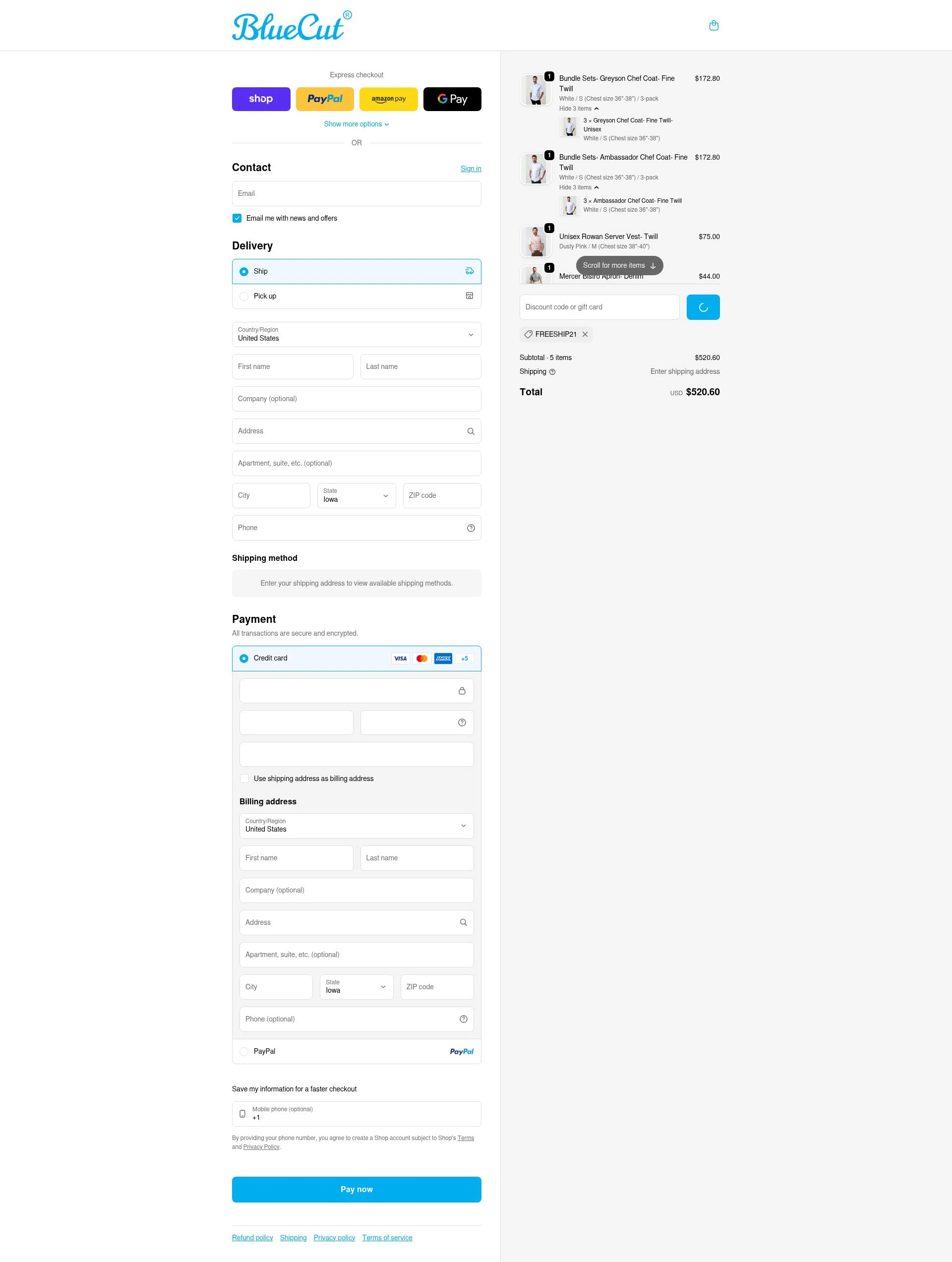 BlueCut checkout page showing BlueCut promo code box | Screenshot taken by SimplyCodes community member on Feb 14, 2026