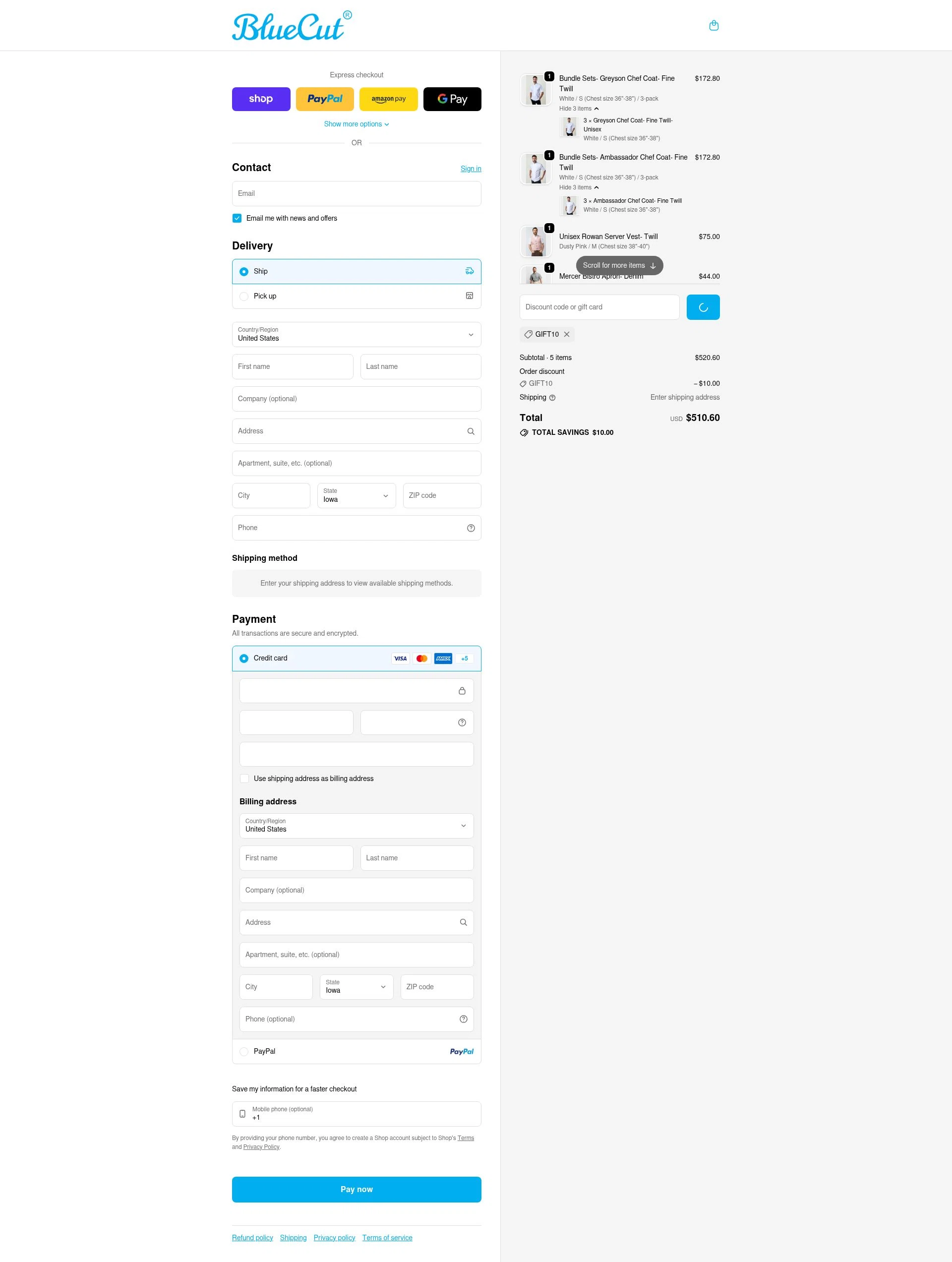 BlueCut checkout page showing BlueCut promo code box | Screenshot taken by SimplyCodes community member on Feb 1, 2026
