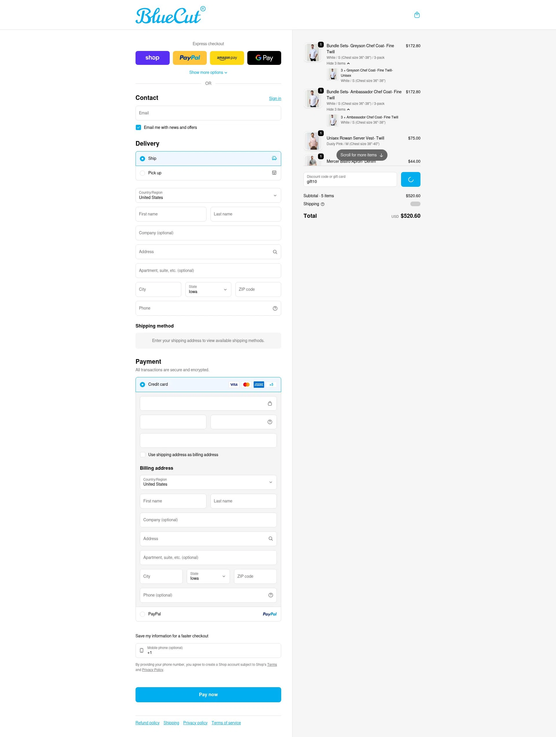 BlueCut checkout page showing BlueCut promo code box | Screenshot taken by SimplyCodes community member on Feb 14, 2026