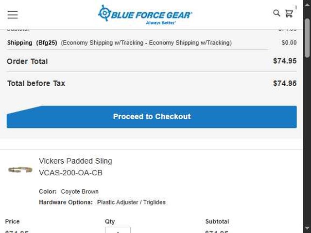 Blue Force Gear checkout page showing Blue Force Gear discount code box | Screenshot taken by SimplyCodes community member on Jun 11, 2025