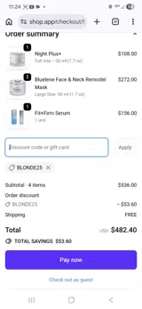 BLONDE25 coupon verification screenshot