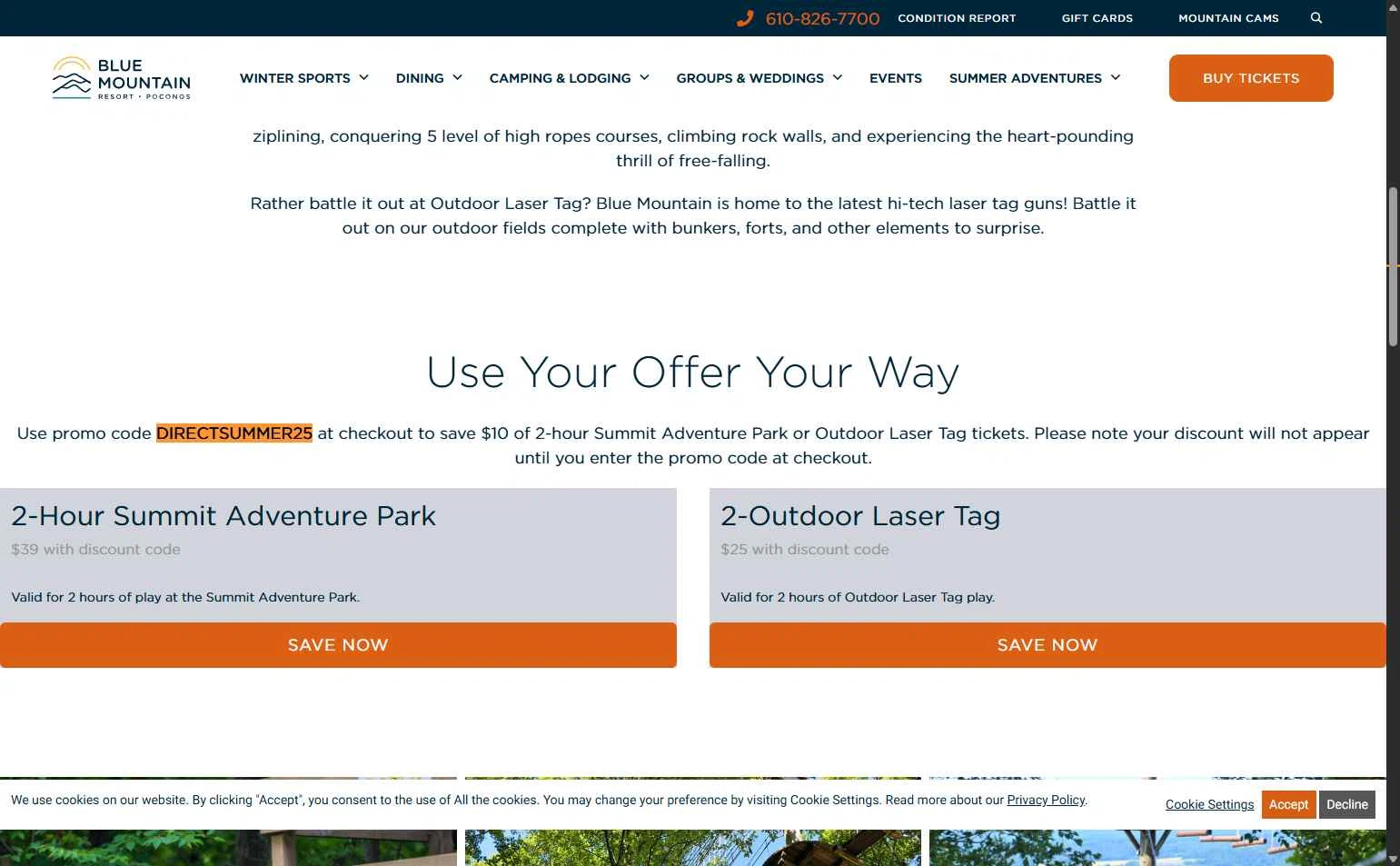Blue Mountain Resort PA checkout page showing Blue Mountain Resort PA discount code box | Screenshot taken by SimplyCodes community member on Jan 8, 2026
