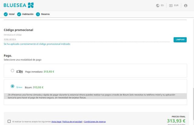 Blue Sea Hotels checkout page showing Blue Sea Hotels discount code box | Screenshot taken by SimplyCodes community member on Jul 15, 2025