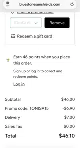 TONISA15 coupon verification screenshot