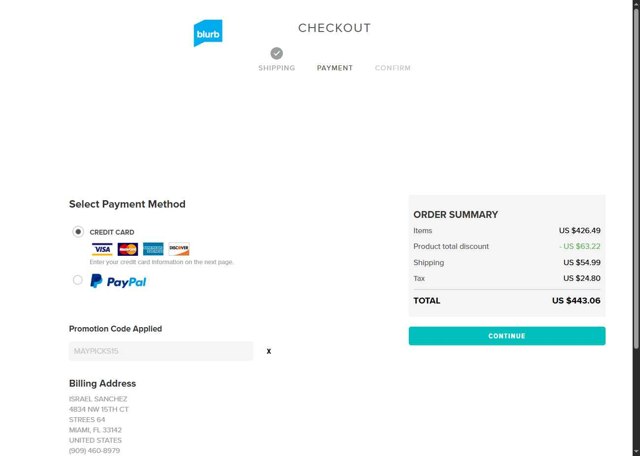 Blurb checkout page showing Blurb promo code box | Screenshot taken by SimplyCodes community member on Jul 28, 2025