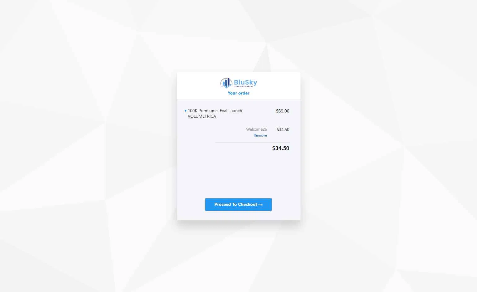 BluSky checkout page showing BluSky promo code box | Screenshot taken by SimplyCodes community member on Feb 6, 2026