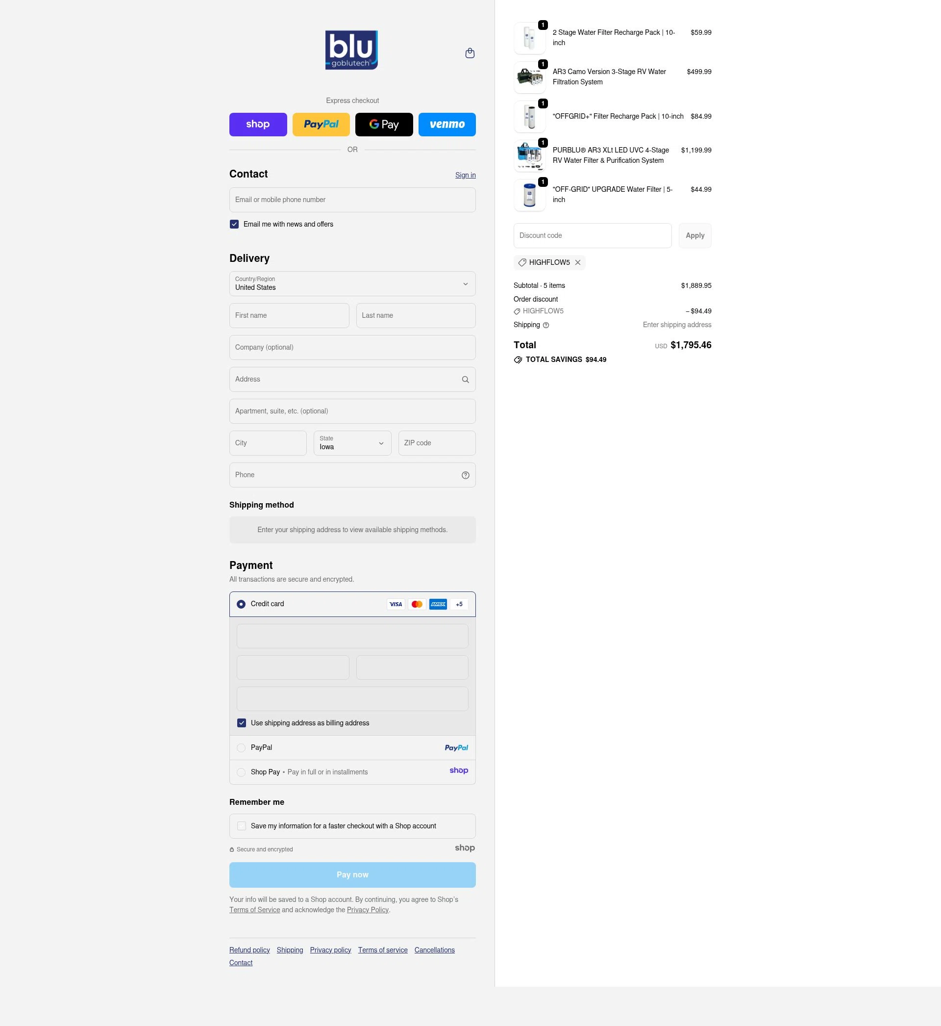 Blu Technology checkout page showing Blu Technology discount code box | Screenshot taken by SimplyCodes community member on Nov 20, 2025