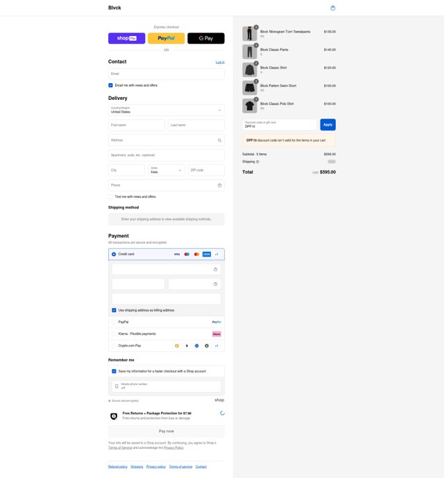 Blvck Paris checkout page showing Blvck Paris discount code box | Screenshot taken by SimplyCodes community member on Aug 28, 2025