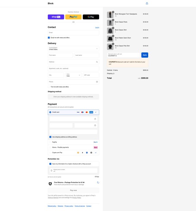 Blvck Paris checkout page showing Blvck Paris discount code box | Screenshot taken by SimplyCodes community member on Aug 28, 2025