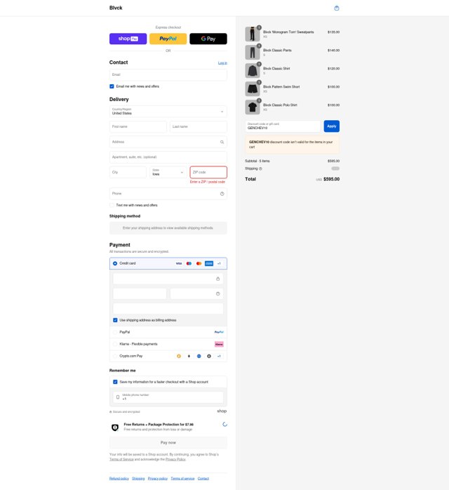 Blvck Paris checkout page showing Blvck Paris discount code box | Screenshot taken by SimplyCodes community member on Aug 28, 2025