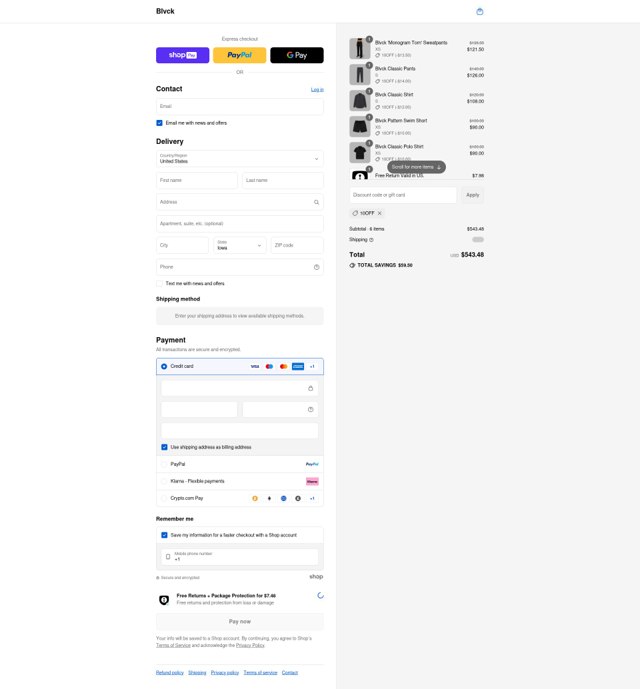 Blvck Paris checkout page showing Blvck Paris discount code box | Screenshot taken by SimplyCodes community member on Aug 28, 2025