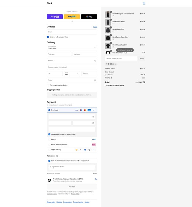 Blvck Paris checkout page showing Blvck Paris discount code box | Screenshot taken by SimplyCodes community member on Aug 28, 2025