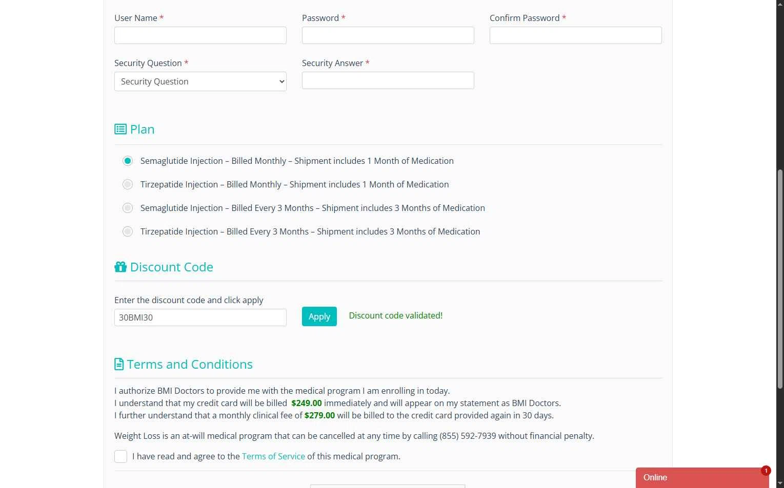 BMI Doctors checkout page showing BMI Doctors promo code box | Screenshot taken by SimplyCodes community member on Jan 5, 2026