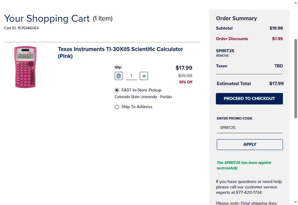 Barnes & Noble College checkout page showing Barnes & Noble College promo code box | Screenshot taken by SimplyCodes community member on Dec 17, 2025