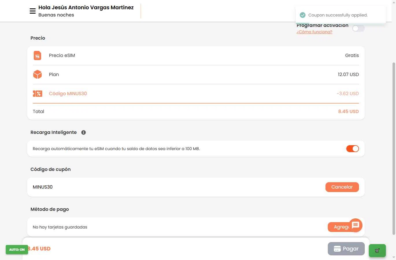 BNESIM checkout page showing BNESIM coupon code box | Screenshot taken by SimplyCodes community member on Jan 7, 2026